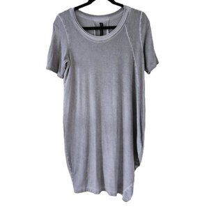 Gershon Bram Dress Womens S Khaki Olive Assymetric Balloon Hem SS Lagenlook Boho